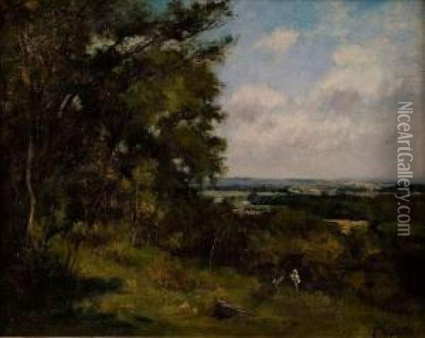 Promeneuse Dans L'apres-midi Oil Painting - Louis-Francois-V. Watelin