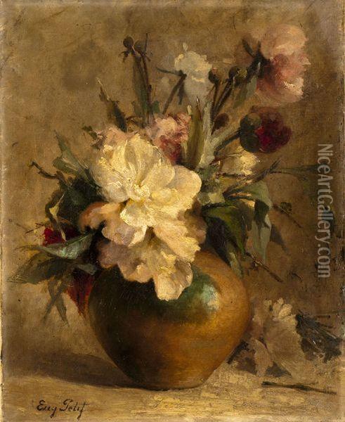 Fleurs Coupees Dans Un Pot Oil Painting - Eugene Petit