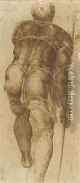 A Soldier With A Spear, Seen From Behind Oil Painting - Michelangelo
