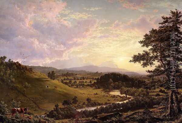View near Stockbridge, Mass. Oil Painting - Frederic Edwin Church