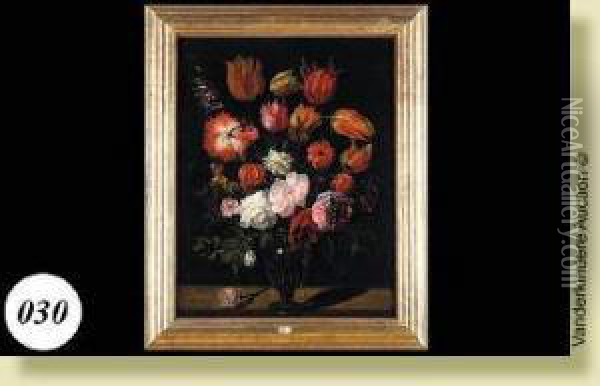 Vase De Fleurs Sur Un Entablement Oil Painting - Andries Jacobsz. Stock