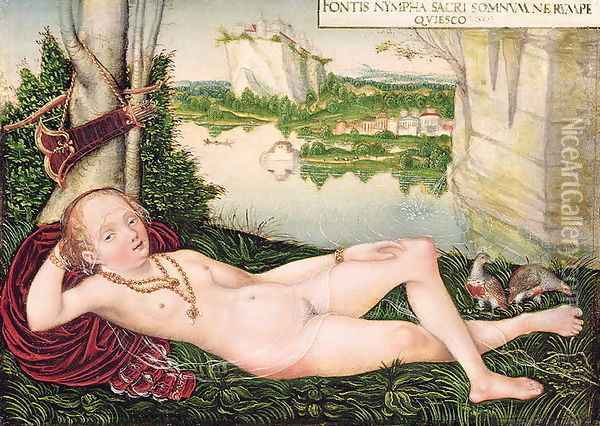 Resting Naiad Oil Painting - Lucas The Younger Cranach