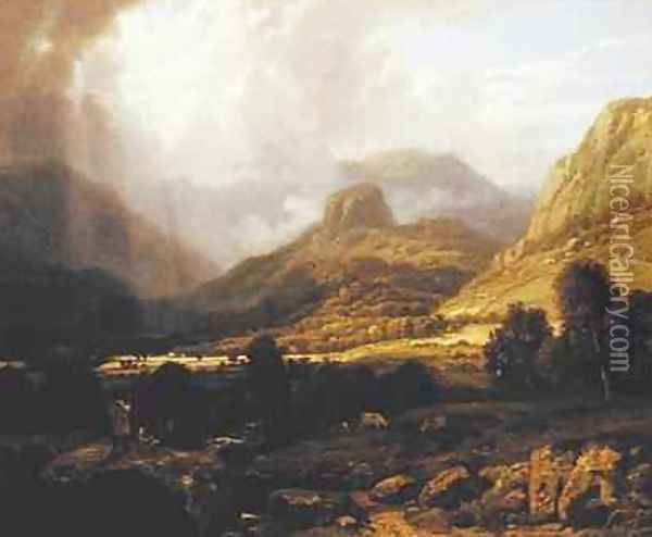Landscape in the Lake District with the Vale of St John Oil Painting - William Havell
