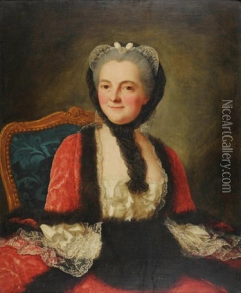 Portrait De Dame Au Manchon Oil Painting - Marianne Loir