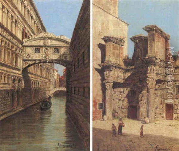Bridge Of Sosquiri, Venice Oil Painting - Antonietta Brandeis