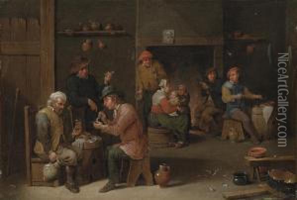 A Tavern Interior Oil Painting - Cornelis Mahu