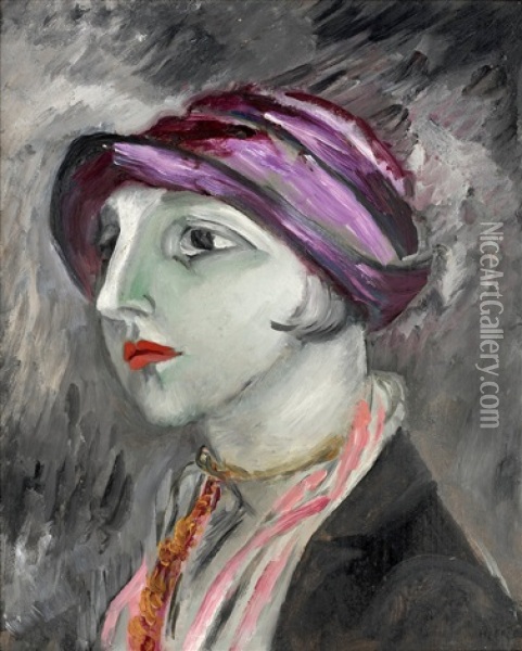 Den Violetta Hatten Oil Painting - Sigrid (Maria) Hjerten