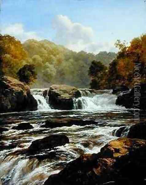 Falls on the Clyde Bonnington Lynn Oil Painting - Edmund Gill