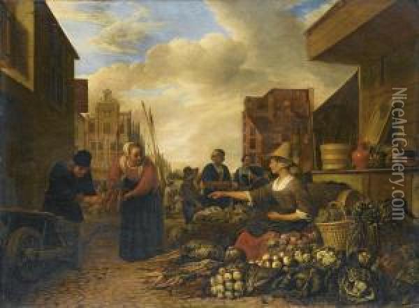 A Vegetable Market Oil Painting - Hendrick Maertensz. Sorch (see Sorgh)