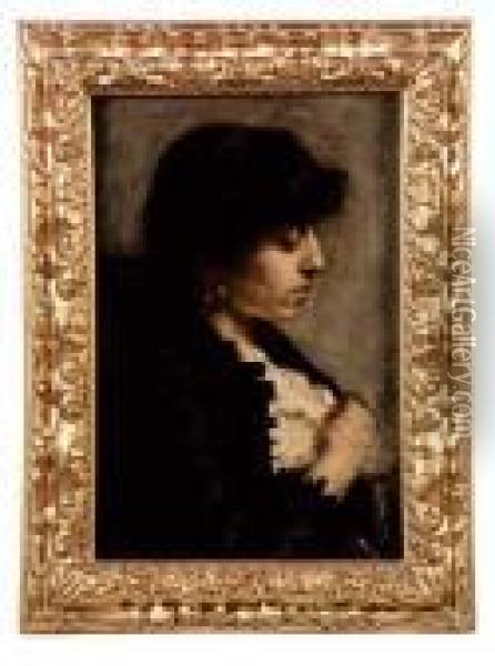 Profilo Femminile - 1881/82 Oil Painting - Emilio Longoni