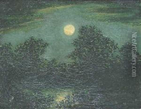A Full Moon Over The Forest Oil Painting - Ralph Albert Blakelock