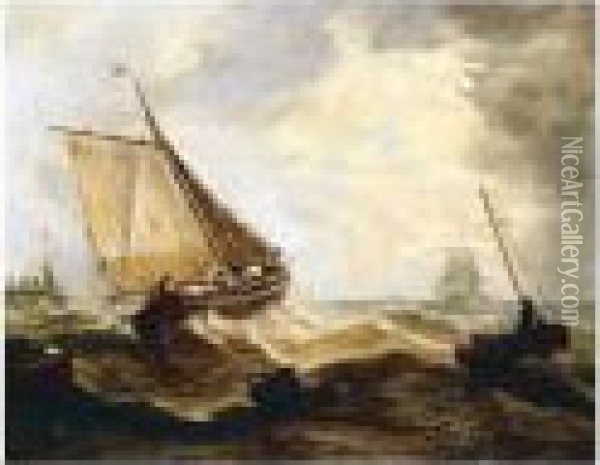 Hauling In The Nets Oil Painting - John Moore Of Ipswich