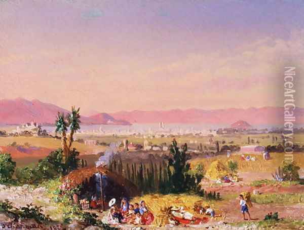 A View of Mexico City with an Encampment, 1878 Oil Painting - Conrad Wise Chapman