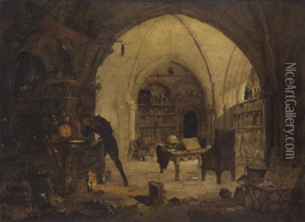 The Alchemist Oil Painting - James Nasmyth