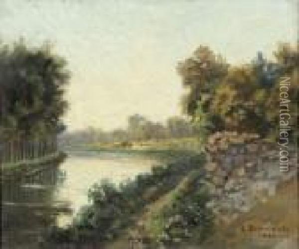 Canal Saint Martin A Chalons Oil Painting - Carlo Brancaccio