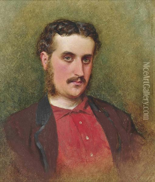 A Self-portrait Of The Artist Oil Painting - George Elgar Hicks