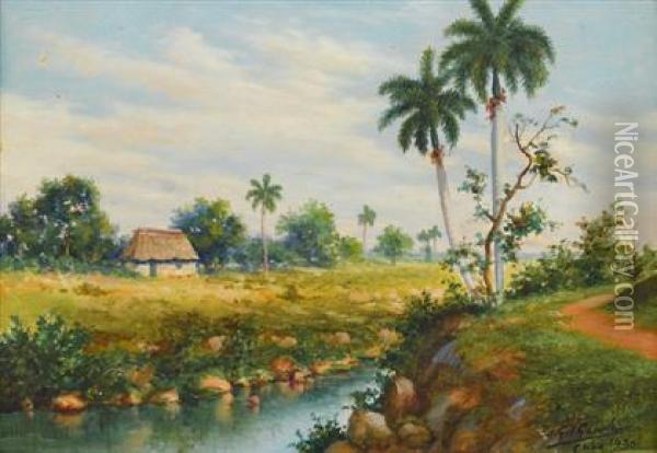 Cuban Landscape Oil Painting - Juan Gil Garca