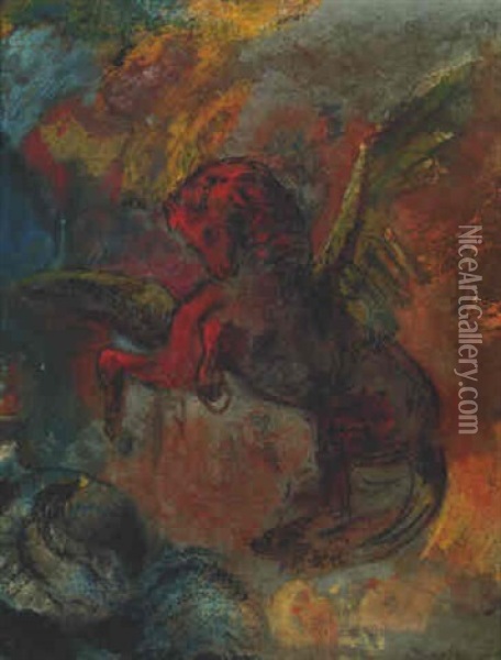 Pegase Et L'hydre Oil Painting - Odilon Redon