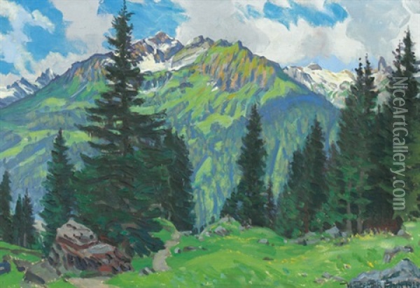 Landschaft Bei Wengen Oil Painting - Waldemar Theophil Fink