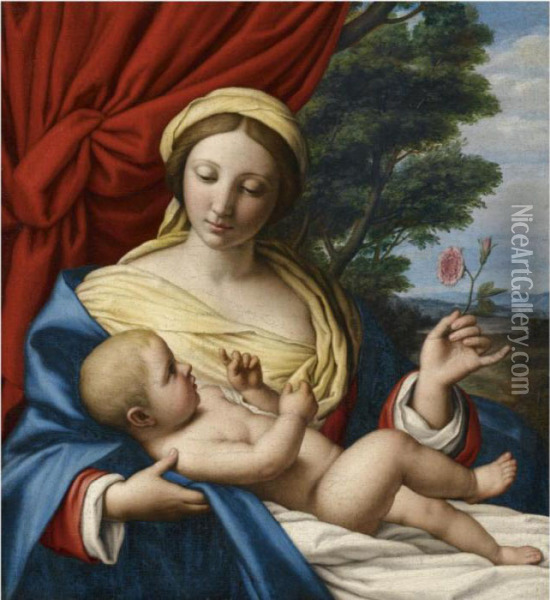 The Virgin Of The Rose Oil Painting - Giovanni Battista Salvi