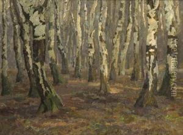 Birkenwald. Oil Painting - Felix Burgers