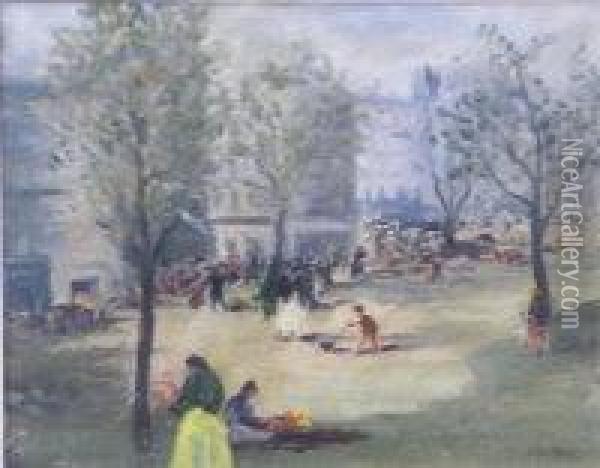 Figures In Parkland Oil Painting - Robert Hope