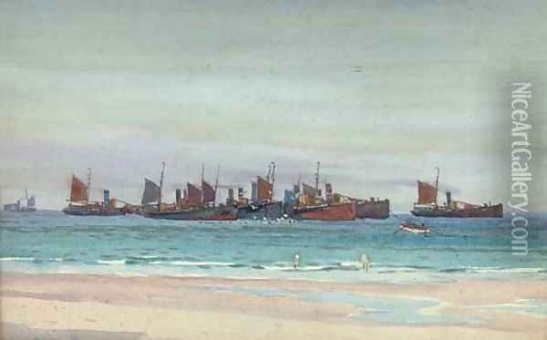 The Scarborough fishing fleet Oil Painting - Ernst Dade