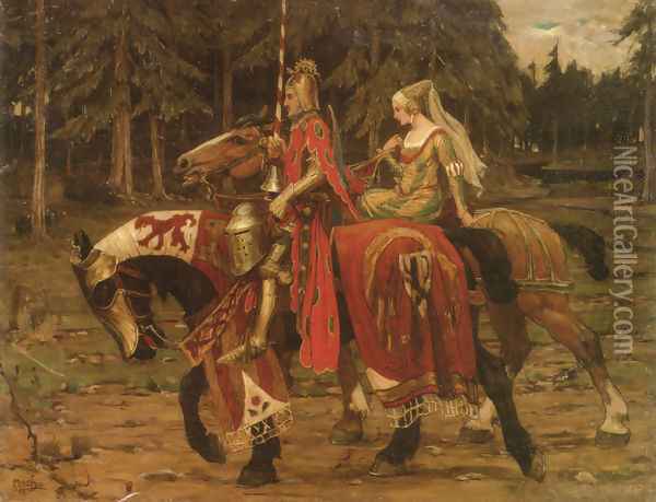 Heraldic Chivalry Oil Painting - Alphonse Maria Mucha