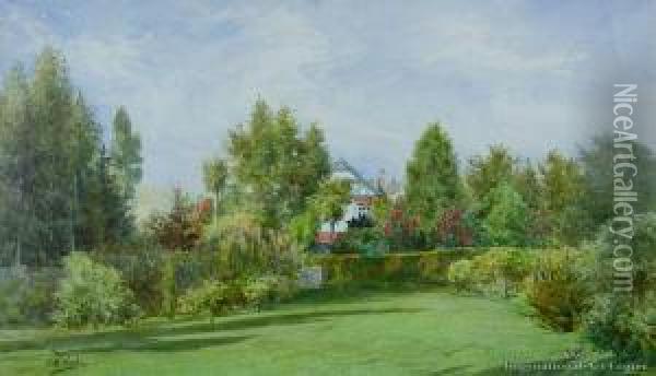 Garden, Ruanui Station Oil Painting - Charles Nathaniel Worsley