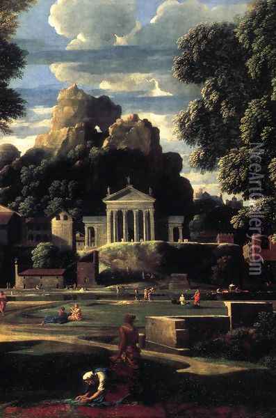 Landscape with the Gathering of the Ashes of Phocion (detail) 1648 Oil Painting - Nicolas Poussin
