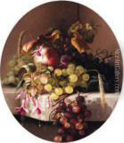 Still Life With Fruit Oil Painting - Adelheid Dietrich