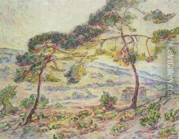 Paysage Fauve - Vue De Provence Oil Painting - Lucie Cousturier