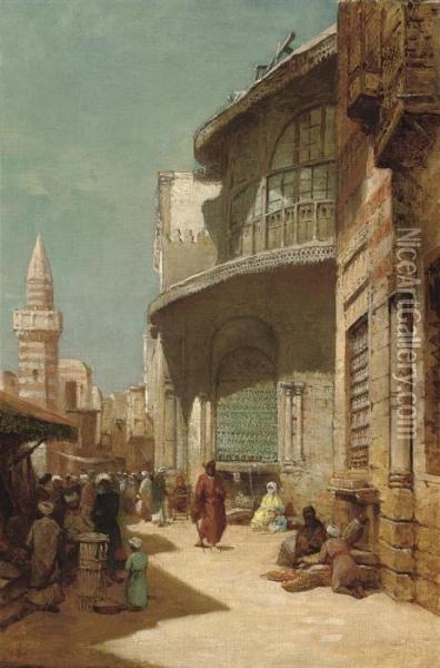 A Street Scene In Cairo Oil Painting - Frederick Goodall