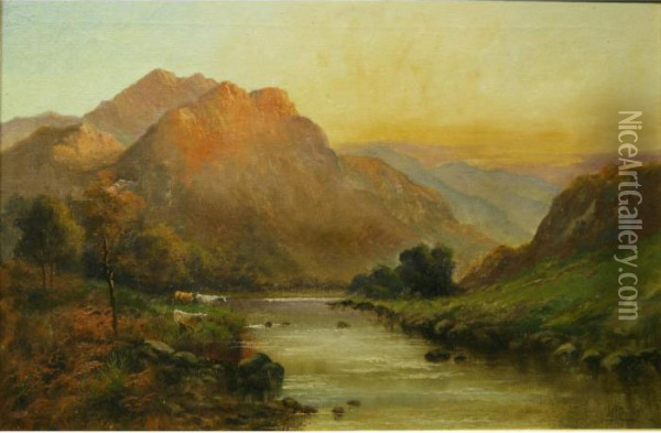 A Scottish Highland Scene Oil Painting - Jack Ducker
