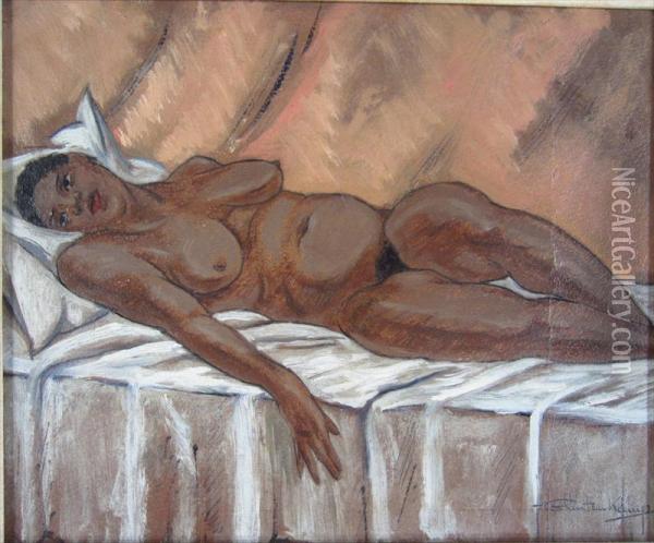 African American Nude Oil Painting - Hendrik Glintenkamp