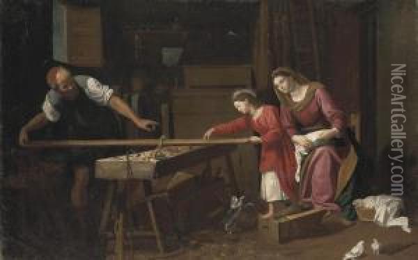 The Holy Family In The Carpenter's Shop Oil Painting - Jean Tassel