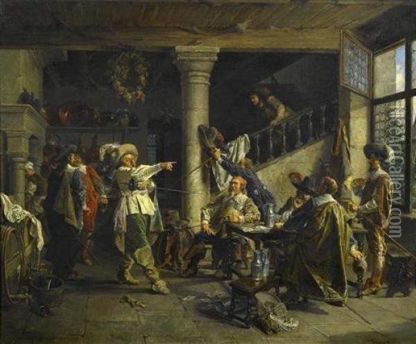 Mousquetaires Dans Une Auberge Oil Painting - Francois Adolphe Grison