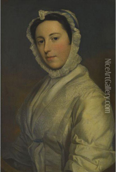 Portrait Of A Lady, Probably Etheldreda Viscountess Townshend(c.1708-1788) Oil Painting - George Knapton