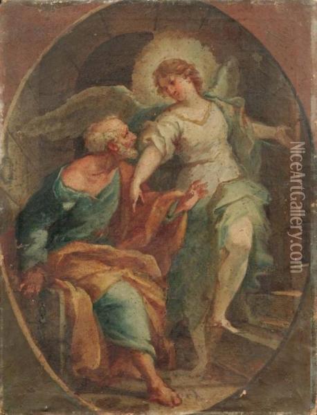 Un Angelo Libera S. Pietro Dal Carcere Oil Painting - Corrado Giaquinto
