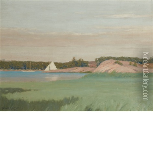 Salt Marshes, Connecticut Oil Painting - Leonard Ochtman