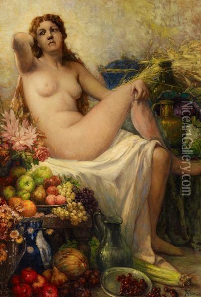 Allegory Of Summer Oil Painting - Jean-Leon Gouweloos