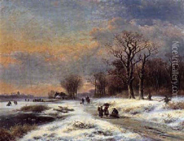 Hollandische Winterlandschaft Oil Painting - Lodewijk Johannes Kleijn