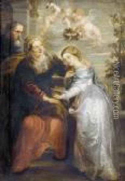 Erziehung Der Jungfrau. Oil Painting - Peter Paul Rubens