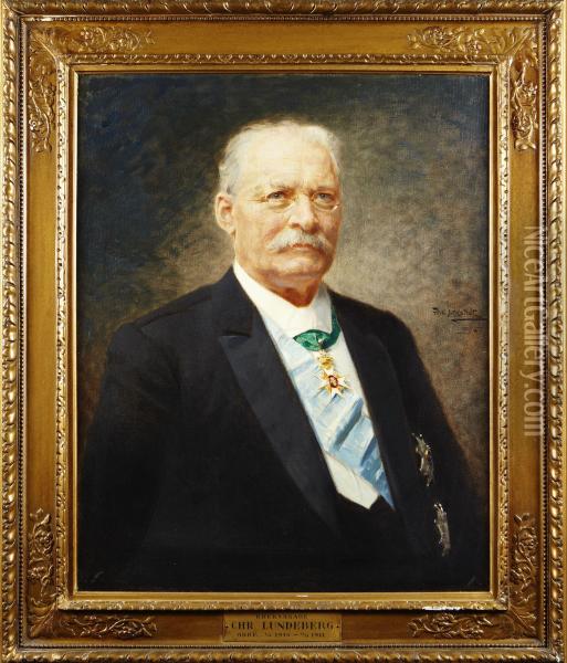 Portratt Av Bruksagarechr. Lundeberg Oil Painting - Axel Jungstedt