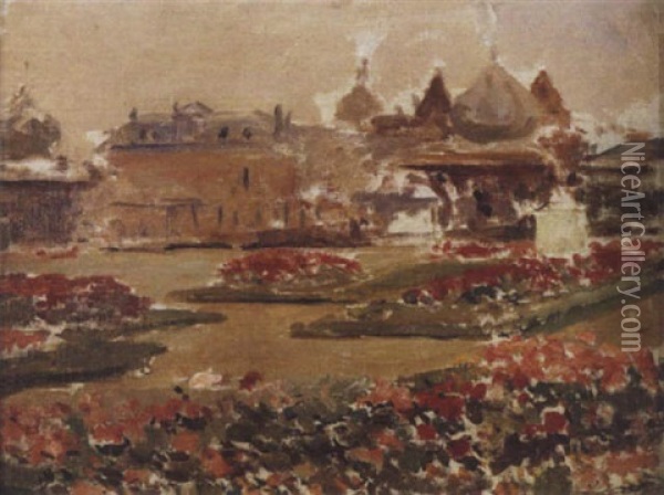 Le Jardin Du Casino De Dieppe Oil Painting - Jacques-Emile Blanche