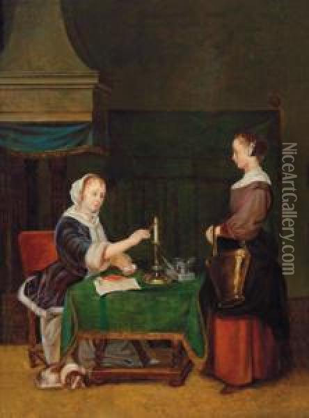 Interieur Mit Einer Dame Oil Painting - Frans van Mieris
