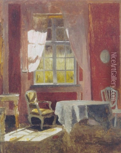 Interior Fra Liselund, Elisabeth De La Calmettes Sovevaerelse Oil Painting - Peter Vilhelm Ilsted
