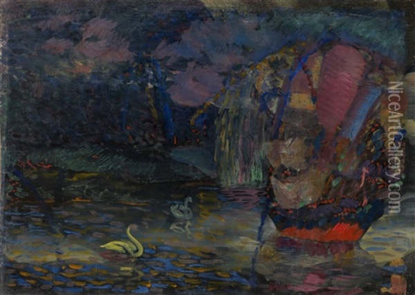 Fairy Lake Oil Painting - Vladimir Davidovich Baranoff-Rossine