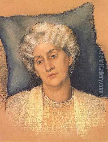 Portrait of Jane Morris (Study for The Hourglass) Oil Painting - Evelyn Pickering De Morgan