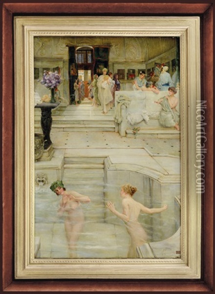 Le Terme A Pompei Oil Painting - Cesare Saccaggi